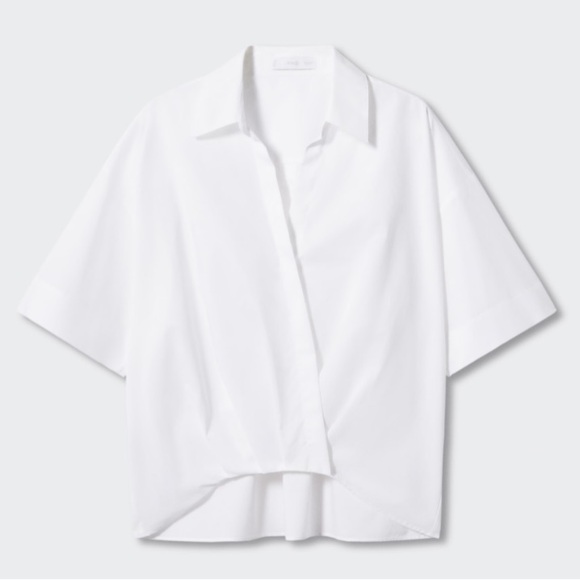 MANGO Cotton Cross Shirt - White - Size 2 - Picture 6 of 11